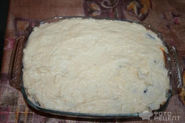 Рецепт: Греческая мусака - С маринованными баклажанами и фаршем из куриного филе Рецепт: Греческая мусака - С маринованными баклажанами и фаршем из куриного филе