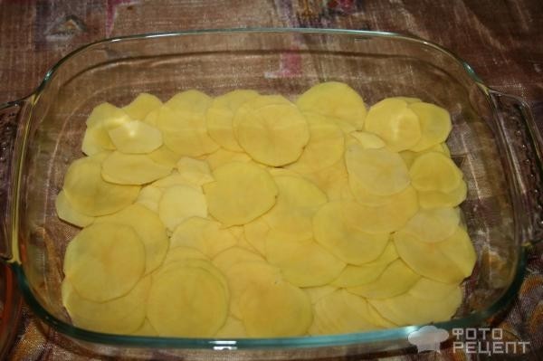 Рецепт: Греческая мусака - С маринованными баклажанами и фаршем из куриного филе Рецепт: Греческая мусака - С маринованными баклажанами и фаршем из куриного филе