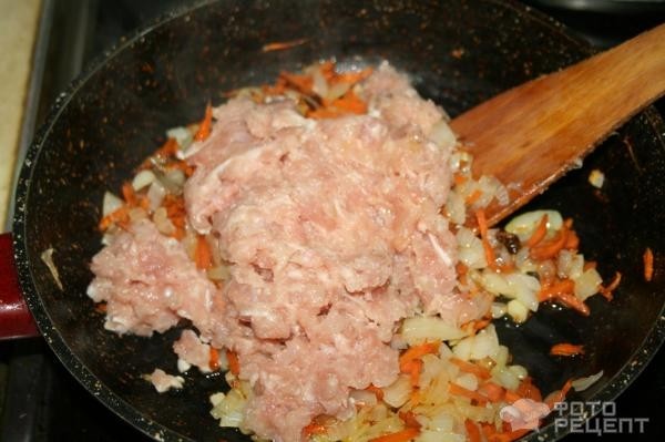 Рецепт: Греческая мусака - С маринованными баклажанами и фаршем из куриного филе Рецепт: Греческая мусака - С маринованными баклажанами и фаршем из куриного филе