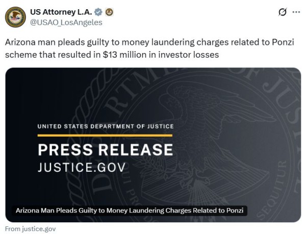 Ключевой игрок в криптовалюте за 13 миллионов долларов Понци признает себя виновным Ключевой игрок в криптовалюте за 13 миллионов долларов Понци признает себя виновным