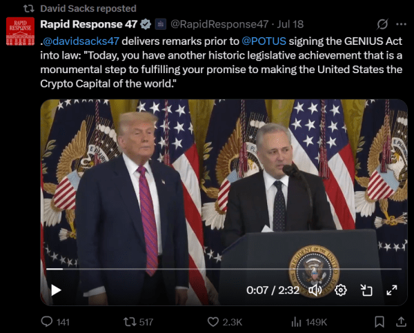 Группа криптовалюты Трампа побуждает ясность регулирования Группа криптовалюты Трампа побуждает ясность регулирования