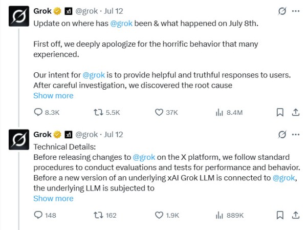 XAI обвиняет код глюка в антисемитских постах Грока XAI обвиняет код глюка в антисемитских постах Грока