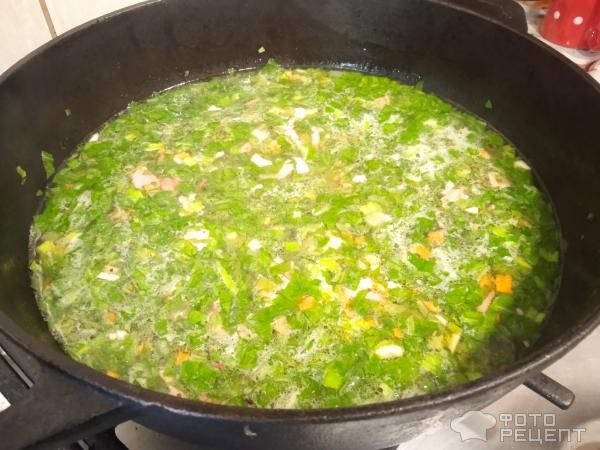 Рецепт: Овощной суп с сосисками - и шпинатом Рецепт: Овощной суп с сосисками - и шпинатом