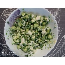 Рецепт: Огуречный салат с моцареллой - с луком и укропом Рецепт: Огуречный салат с моцареллой - с луком и укропом