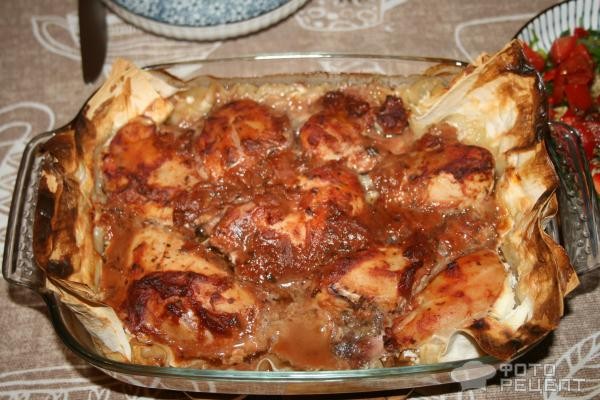 Рецепт: Курицы по-армянски - с лавашем и сметаной Рецепт: Курицы по-армянски - с лавашем и сметаной
