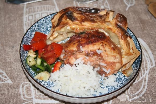 Рецепт: Курицы по-армянски - с лавашем и сметаной Рецепт: Курицы по-армянски - с лавашем и сметаной