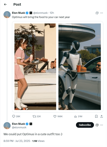 Tesla Stock падает после того, как доходы пропускают, как Элон Маск плывет милые роботы Tesla Stock падает после того, как доходы пропускают, как Элон Маск плывет милые роботы