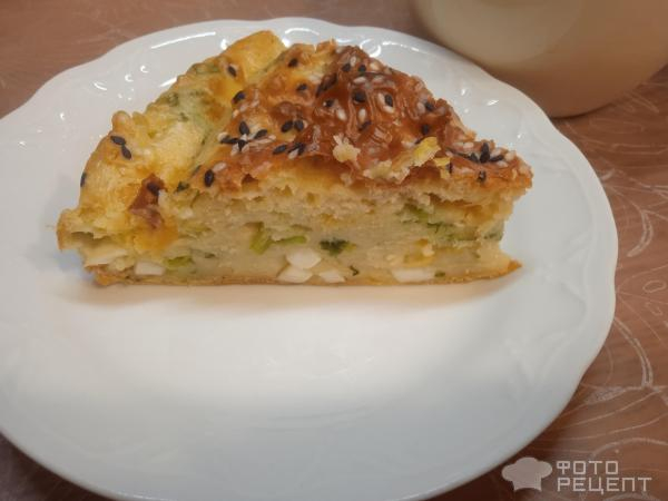 Рецепт: Ленивый пирог с яйцом и зеленым луком - и сыром Рецепт: Ленивый пирог с яйцом и зеленым луком - и сыром