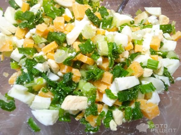 Рецепт: Ленивый пирог с яйцом и зеленым луком - и сыром Рецепт: Ленивый пирог с яйцом и зеленым луком - и сыром