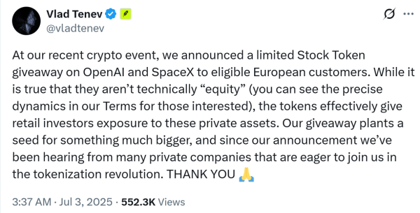 Частные фирмы участвуют в токенизировании акций на платформе ЕС Робинханти Частные фирмы участвуют в токенизировании акций на платформе ЕС Робинханти