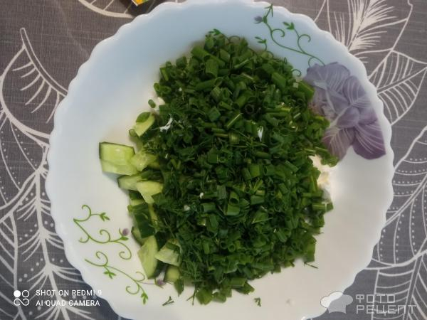 Рецепт: Огуречный салат с моцареллой - с луком и укропом Рецепт: Огуречный салат с моцареллой - с луком и укропом