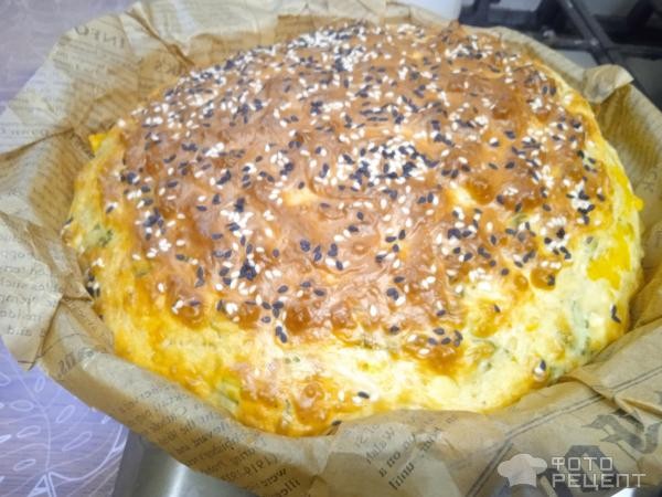 Рецепт: Ленивый пирог с яйцом и зеленым луком - и сыром Рецепт: Ленивый пирог с яйцом и зеленым луком - и сыром