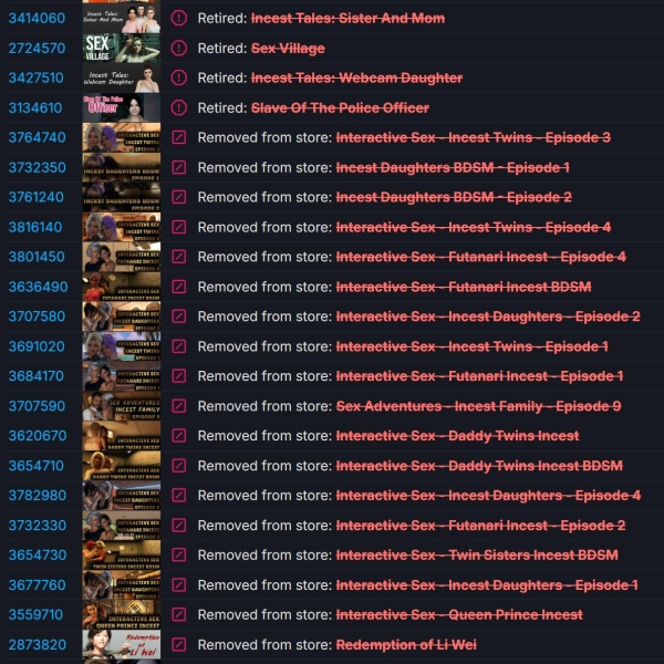 
                Valve начала чистку порно-новелл. Из Steam пропадают игры с сомнительным сюжетом
            