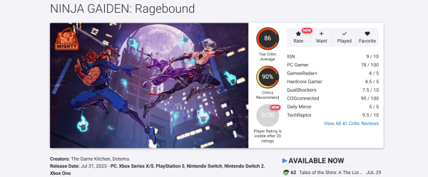 
                Ninja Gaiden: Ragebound «выглядит и звучит потрясающе»: платформер от авторов Blasphemous впечатлил прессу
            