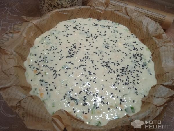 Рецепт: Ленивый пирог с яйцом и зеленым луком - и сыром Рецепт: Ленивый пирог с яйцом и зеленым луком - и сыром