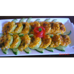 Рецепт: Запеченные кабачки с морковно-сырной начинкой-просто и вкусно! - С копчёным салом Рецепт: Запеченные кабачки с морковно-сырной начинкой-просто и вкусно! - С копчёным салом