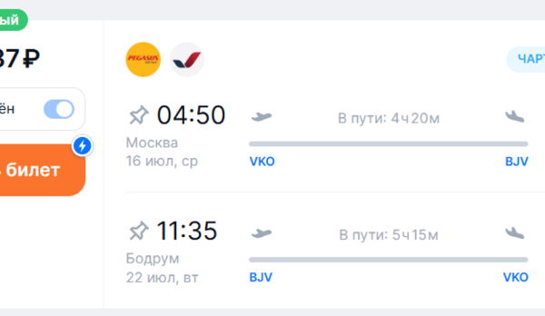 Туристам предложили слетать в Бодрум за 16 тысяч Туристам предложили слетать в Бодрум за 16 тысяч