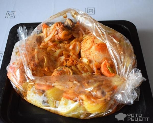 Рецепт: Куриные окорочка с овощами, запеченные в рукаве, в маринаде с виноградным уксусом - с сиропом топинамбура Рецепт: Куриные окорочка с овощами, запеченные в рукаве, в маринаде с виноградным уксусом - с сиропом топинамбура