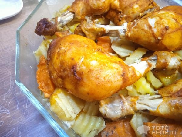 Рецепт: Куриные ножки запеченные с картошкой - в СВЧ Рецепт: Куриные ножки запеченные с картошкой - в СВЧ