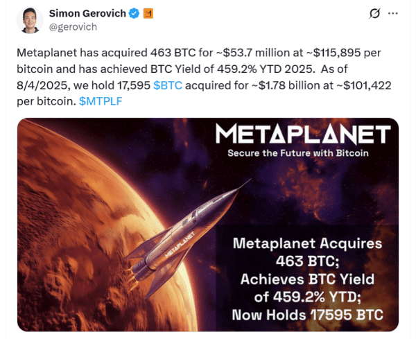Metaplanet первая биткоин-фирма, чтобы купить падение в августе Metaplanet первая биткоин-фирма, чтобы купить падение в августе