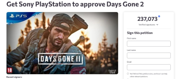 
                Свыше 237 тысяч геймеров подписали петицию с просьбой сделать Days Gone 2
            