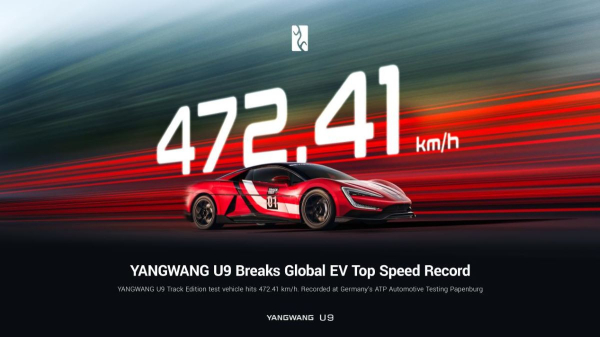 Электромобиль Yangwang U9 разогнался до 472 км/ч Электромобиль Yangwang U9 разогнался до 472 км/ч