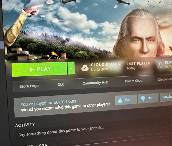 
                Отец геймера наиграл в Civilization 5 уже 58 731 час. Это 6,7 лет беспрерывной игры
            