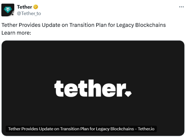 Отказ от привязки планирует заморозить USDT на пять цепей Отказ от привязки планирует заморозить USDT на пять цепей