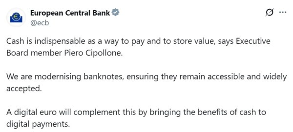 ECB подтверждает приверженность наличным деньгам в качестве цифровых евро ECB подтверждает приверженность наличным деньгам в качестве цифровых евро