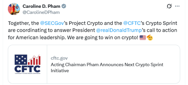 CFTC начинает второй «криптовалютный спринт», чтобы доставить цели криптовалюты Белого дома CFTC начинает второй «криптовалютный спринт», чтобы доставить цели криптовалюты Белого дома