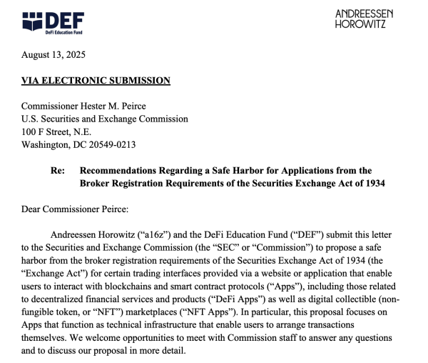A16Z Cryptocurrency и Advocacy Group Call для NFT, Defi App Safe Harbor в SEC A16Z Cryptocurrency и Advocacy Group Call для NFT, Defi App Safe Harbor в SEC