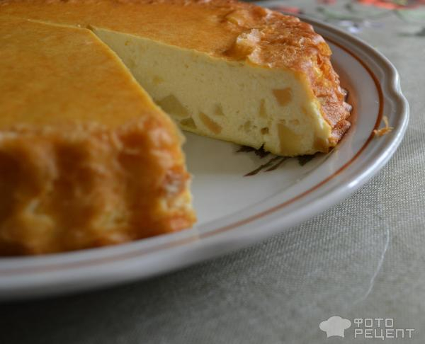Рецепт: Творожная запеканка без муки и манки - С яблоками, корицей и медом Рецепт: Творожная запеканка без муки и манки - С яблоками, корицей и медом