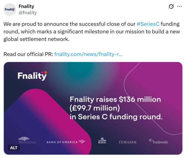 Fnality приобретает 136 миллионов долларов США для расширения платежной сети блокчейна Fnality приобретает 136 миллионов долларов США для расширения платежной сети блокчейна