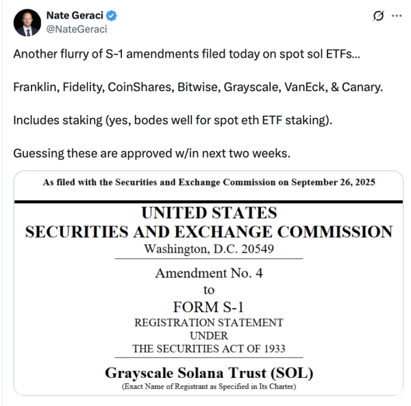 Несколько соль -заливочных ETF могут быть одобрены в течение 2 недель Несколько соль -заливочных ETF могут быть одобрены в течение 2 недель