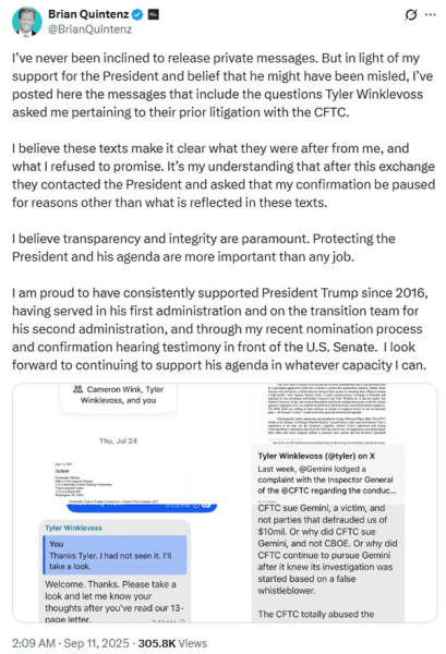 Трамп взвешивает новые выборы стула CFTC, когда Куинтенц Трамп взвешивает новые выборы стула CFTC, когда Куинтенц