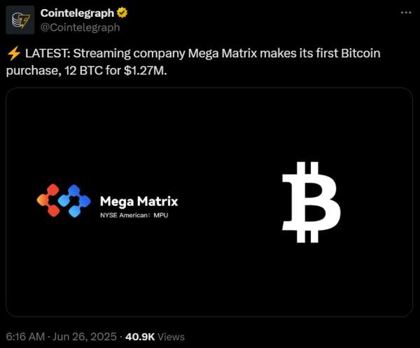 Mega Matrix Files Files $2B полка для финансирования стратегии казначейства StableCoin Mega Matrix Files Files $2B полка для финансирования стратегии казначейства StableCoin