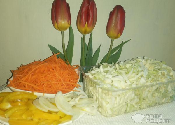 Рецепт: Салат из легкого с овощами - на скорую руку Рецепт: Салат из легкого с овощами - на скорую руку