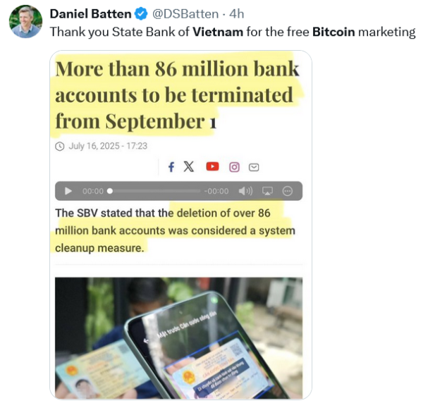 Биткоинеры хлопают Вьетнам за закрытие 86 миллионов банковских счетов Биткоинеры хлопают Вьетнам за закрытие 86 миллионов банковских счетов