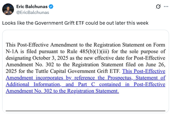 Правительственный ETF правительства Таттла может начать на этой неделе Правительственный ETF правительства Таттла может начать на этой неделе