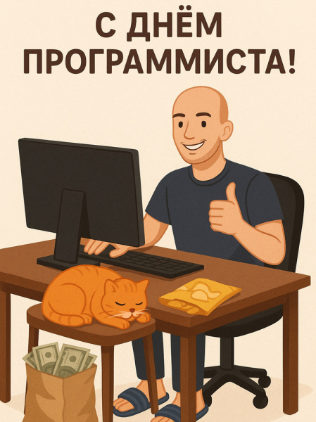 Открытка и поздравления на День программиста