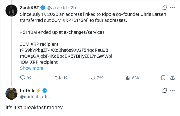 Соучредитель Ripple переходит 175 миллионов долларов США, рисуя критику по времени времени Соучредитель Ripple переходит 175 миллионов долларов США, рисуя критику по времени времени