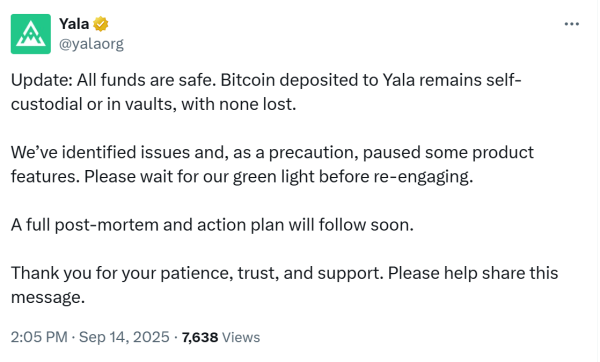 Яла, поддерживаемая Биткоин, yu stablecoin изобилует, чтобы восстановить Пег после эксплуатации Яла, поддерживаемая Биткоин, yu stablecoin изобилует, чтобы восстановить Пег после эксплуатации