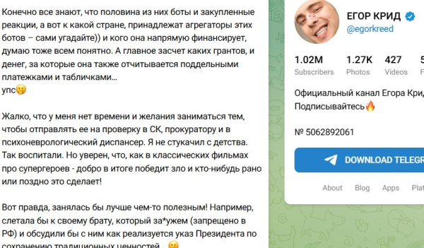 Егор Крид назвал Мизулину "городской сумасшедшей" Егор Крид назвал Мизулину "городской сумасшедшей"