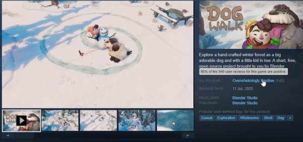 
                Создатели Blender выпустили первую игру. Это милая адвенчура про песика с ребенком — она всем понравилась
            